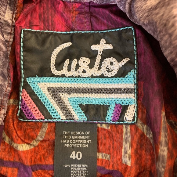 CUSTO BARCELONA Animal Print Waterproof Jacket With Hood & Pockets Purple Medium - Picture 9 of 11